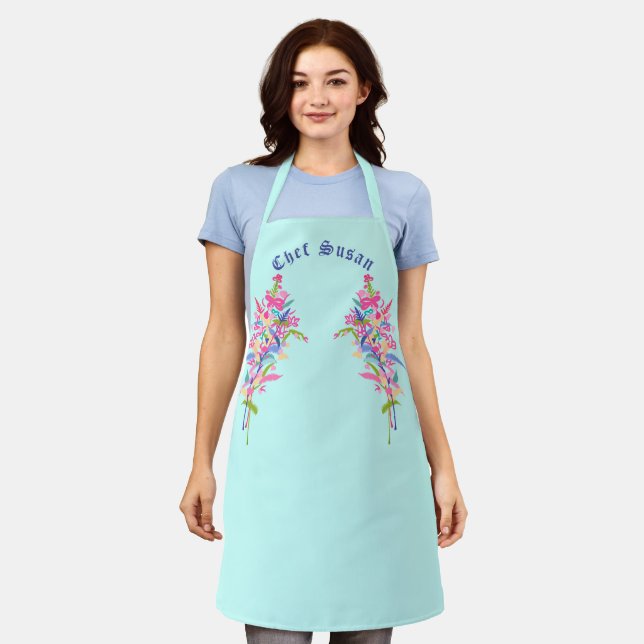 Delantal Ar floral floral femenino elegante y personalizada (Gastado)
