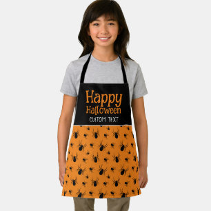 Delantal Arañas Feliz Fiesta de Halloween Negro Naranja Per