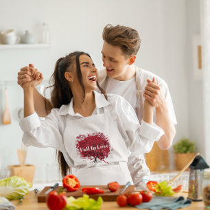 Delantal Árbol de Bodas de Hoja de Corazón Rojo