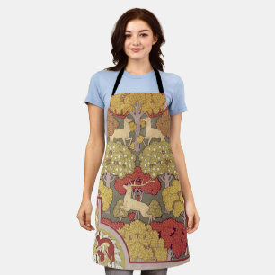 Delantal Árbol de ciervos, ardilla, pájaro, berries rumanos