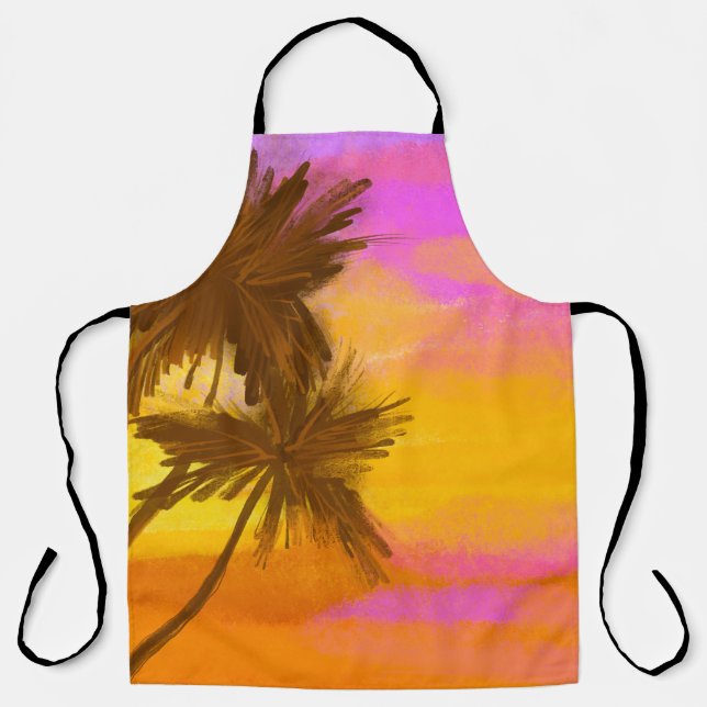 Delantal Árbol de coco, tema tropical del verano. (Anverso)