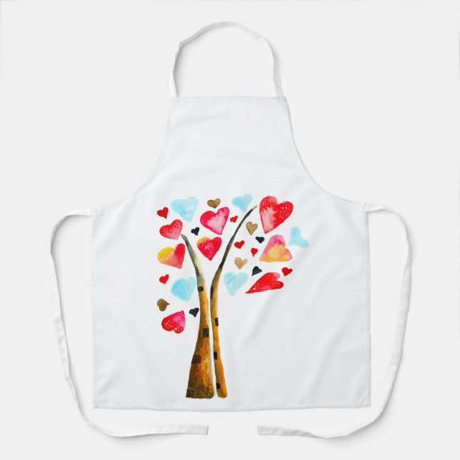 Delantal Árbol de corazones caprichosos valemtines (Anverso)