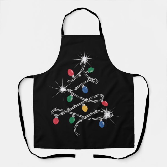 Delantal Árbol de luces de Navidad con Rhinestone Mega Bril (Anverso)