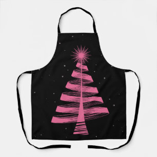 Delantal Árbol de Navidad Cielo Nocturno Rosa Estrellas Inv
