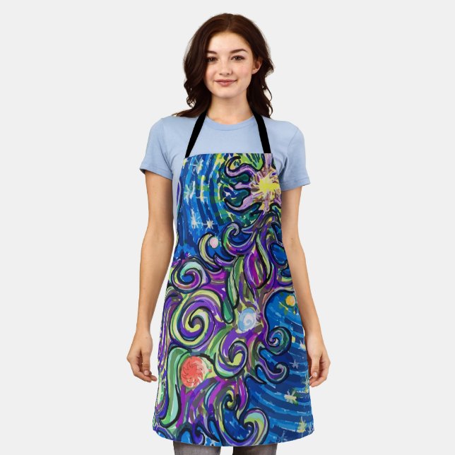 Delantal Árbol de Navidad Cósmico (Gastado)