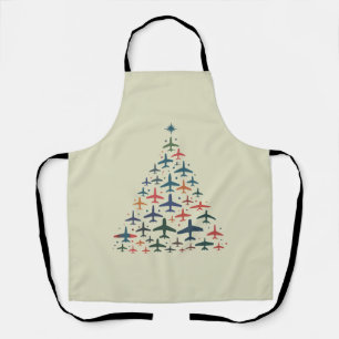 Delantal Árbol de Navidad de Avión Piloto Retro Volando Vue