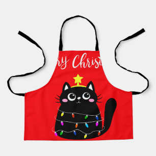 Delantal Árbol de Navidad de gato negro de personalizado li