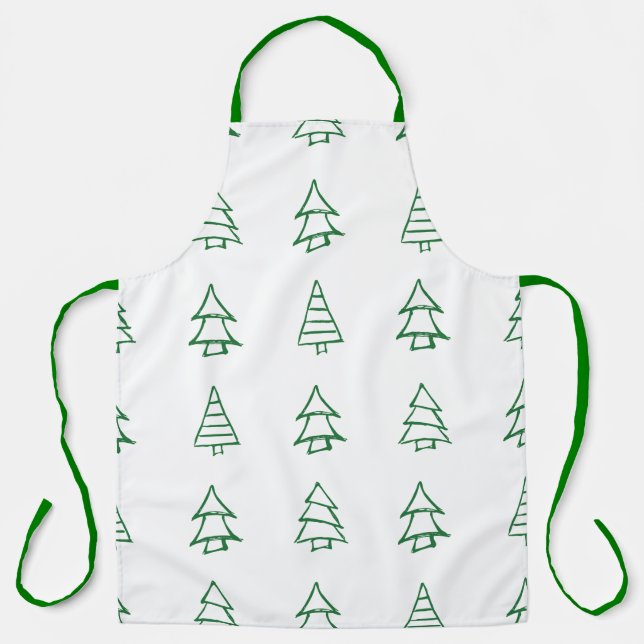 Delantal Árbol de Navidad dibujado por mano (Anverso)
