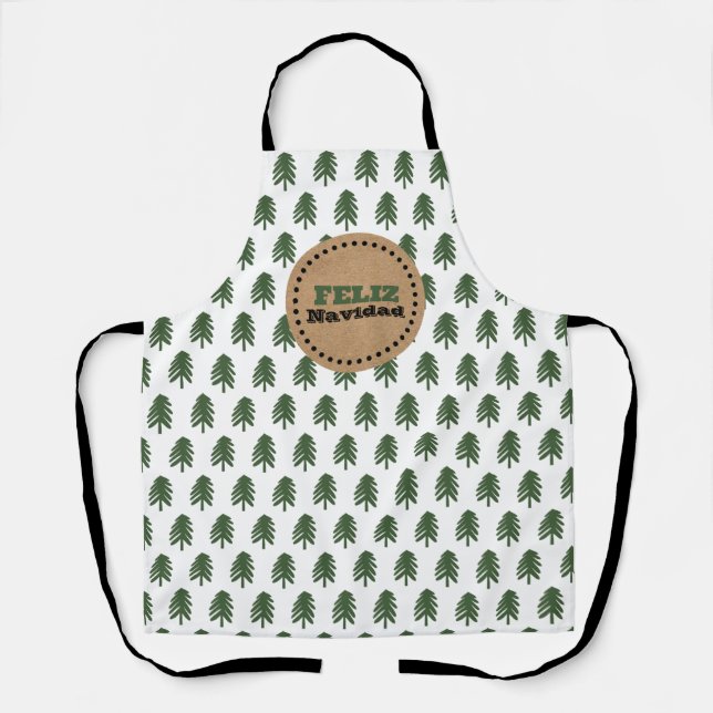 Delantal Árbol de Navidad Feliz Navidad moderno (Anverso)