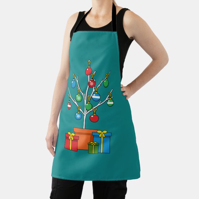Delantal Árbol de Navidad mínimo con presentes (in situ)