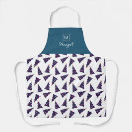 Delantal Árbol de Navidad Monograma controlado personalizad