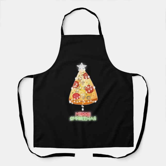 Delantal Árbol de Navidad Pizza Enfoca a Gamer de Navidad (Anverso)