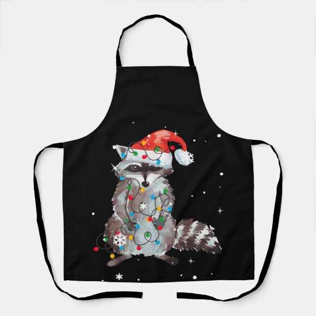 Delantal Árbol de Navidad Raccoon ilumina Pajama Racoon Lov (Anverso)