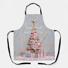 Delantal Árbol de Navidad rosa y dorado Impasto