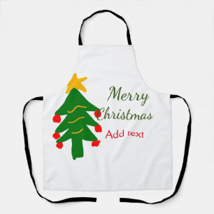 Delantal Árbol de navidad verde rojo alegre nombre de agreg