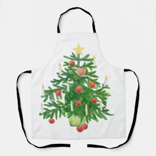 Delantal Árbol de Navidad Vintage con una Estrella Blanca