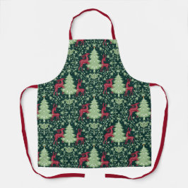 Delantal Árbol de Navidad y reno - Arte Popular - Verde