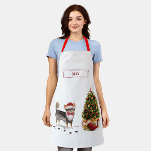 Delantal Árbol de perros divertido de Navidades graciosos d