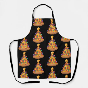 Delantal Árbol de Pizza Luces de Navidad Familia Amante de 