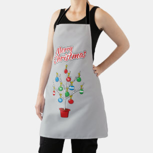 Delantal Árbol de sucursal desnudo de los navidades - Feliz