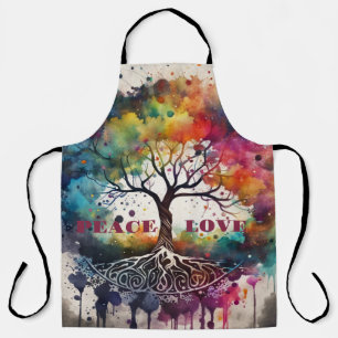 Delantal ÁRBOL DE VIDA. Paz, amor (editable)