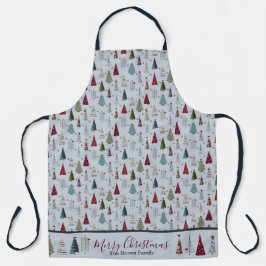 Delantal Árbol Minimalista de Navidad Azul Moderno