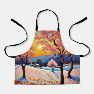 Delantal Árboles de cerezo en la nieve 2