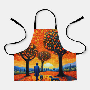 Delantal Árboles de hombres, perros y Naranjas