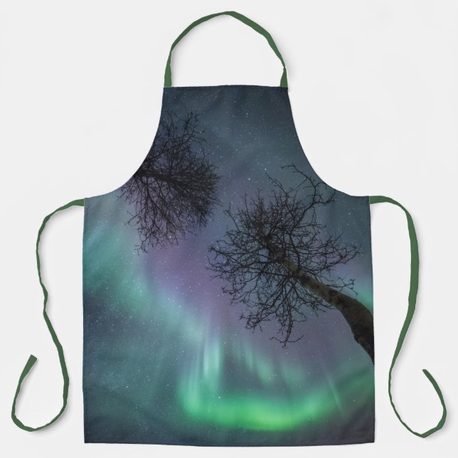 Delantal Árboles de luz del norte morado (Anverso)