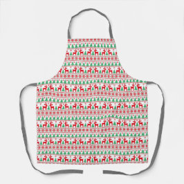 Delantal Árboles de Navidad Reno Patrón de Pixel