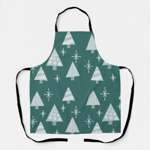 Delantal Árboles de Navidad retro de los años 1950 verde Ve