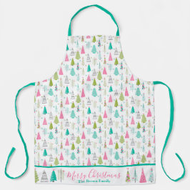 Delantal Árboles de Navidad rosados