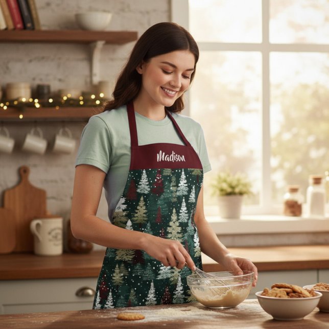 Delantal Árboles navideños festivos nombre personalizado de (Subido por el creador)