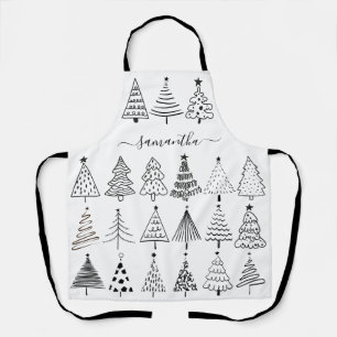 Delantal Árboles navideños minimalistas con nombre