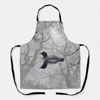 Delantal Arbustos negros y blancos en un lago Apron