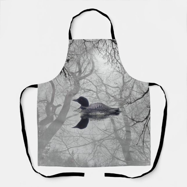 Delantal Arbustos negros y blancos en un lago Apron (Anverso)
