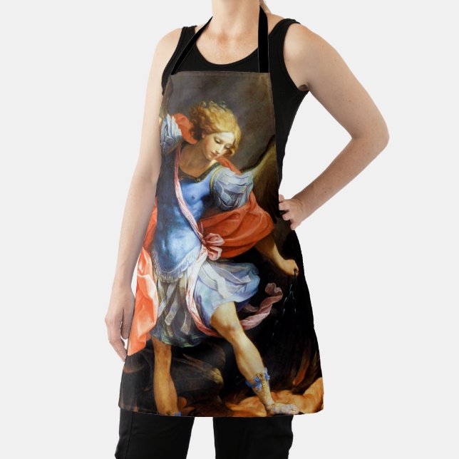 Delantal Arcángel Michael tramples Satan, Guido Reni (in situ)