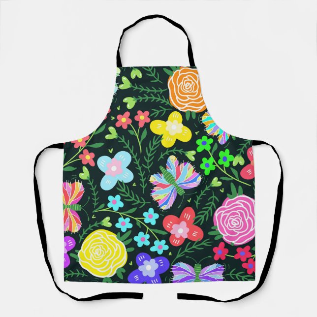 Delantal Arcoiris de flor de mariposa (Anverso)