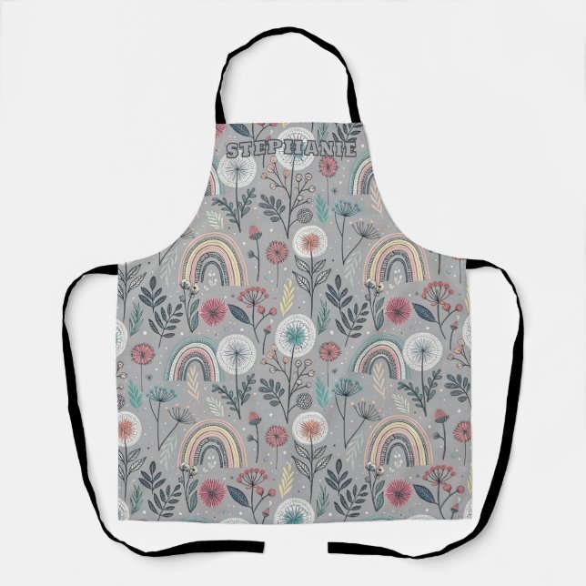 Delantal Arcoiris y botánico caprichosos (Anverso)