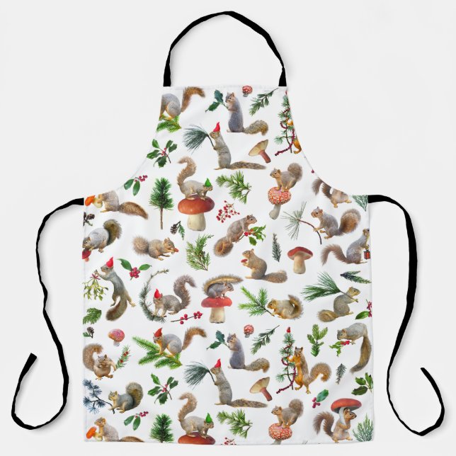 Delantal Ardillas Apron rojo y verde (Anverso)