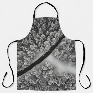 DELANTAL ÁREA FLORAL NEGRA Y BLANCA