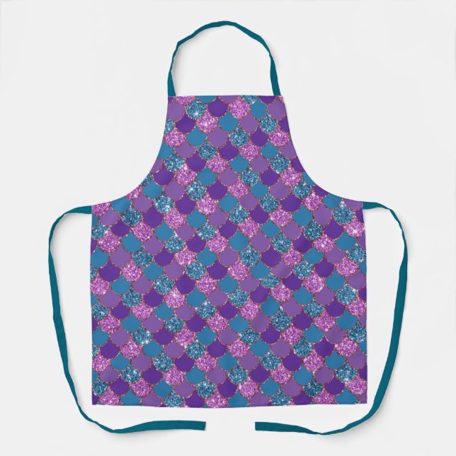 Delantal Áreas De Diseño De Sirenas purpurinas Para Mujeres (Anverso)