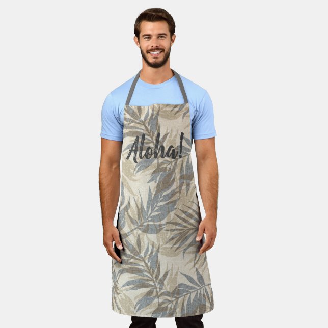Delantal Areca Palms Hawaiian Tropical Vintage Gray Apron (Gastado)