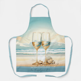 Delantal Arena azul faux golden Champaigne vidrio personali