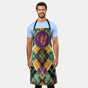 Delantal Argyle Mardi Gras verde púrpura amarillo