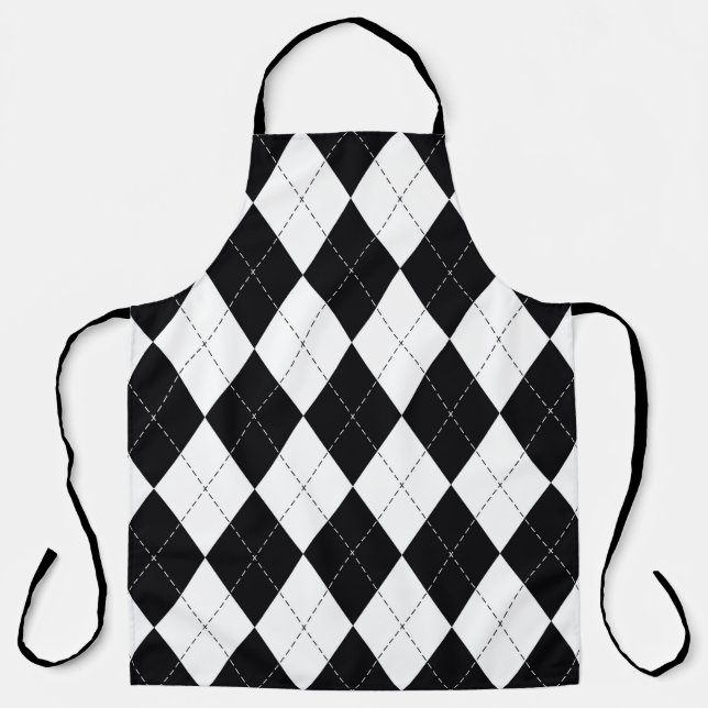 Delantal Argyle pattern seamless in black and white. Geomet (Anverso)