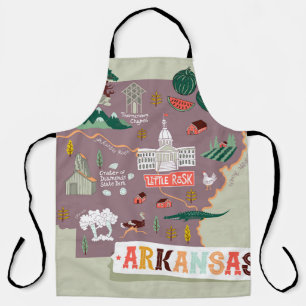 Delantal Arkansas Ilustradas: Mapa de viajes de Estados Uni