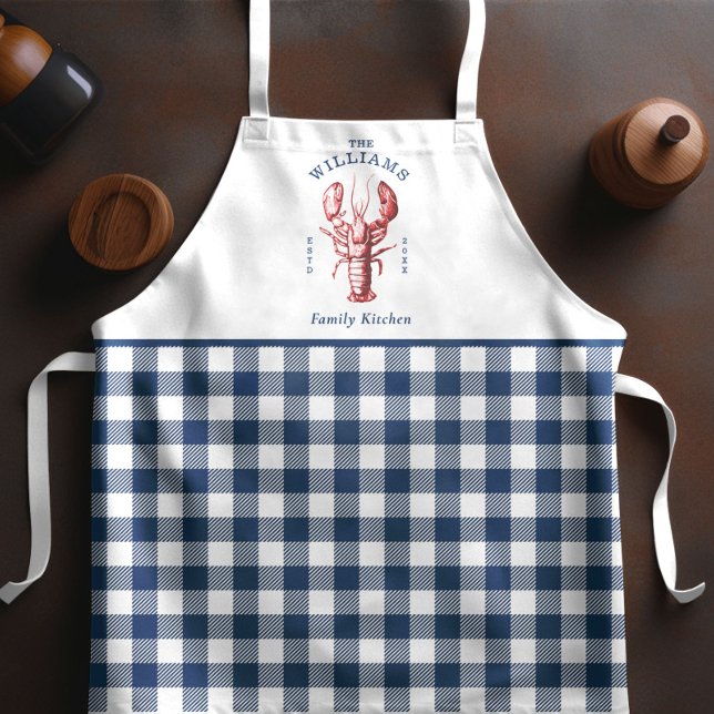 Delantal Armada Costera de Langosta Gingham Apron (Subido por el creador)