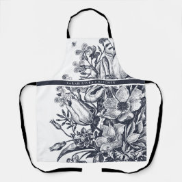 Delantal Armada floral y blanca de granja francesa