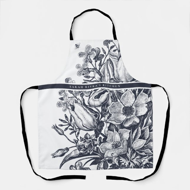 Delantal Armada floral y blanca de granja francesa (Anverso)